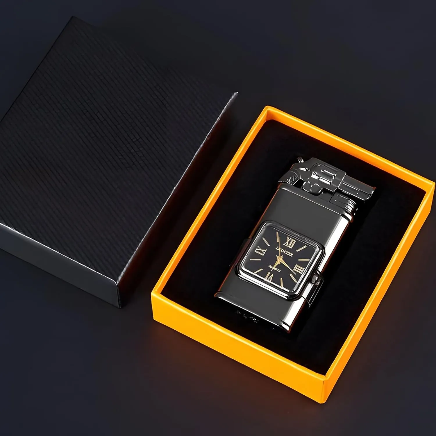 Flame Torch (Black$ Loong) Windproof Lighter Vintage Watch Bezel eliminate Jet 