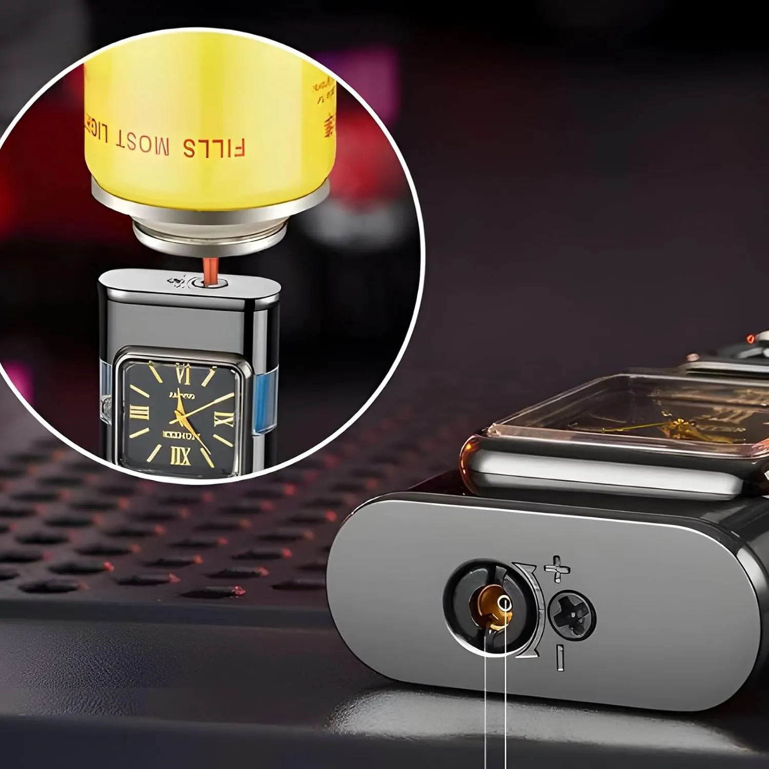 Flame Torch (Black$ Loong) Windproof Lighter Vintage Watch Bezel eliminate Jet 