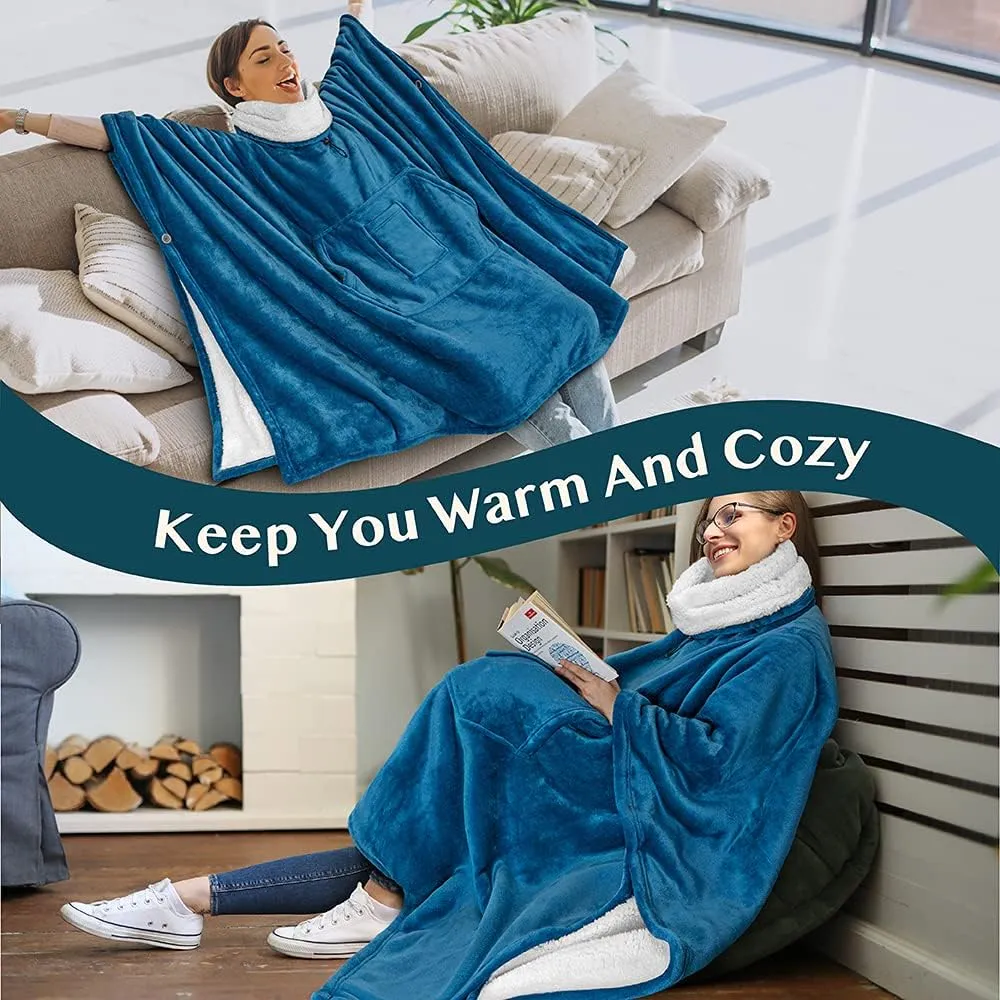Fleece Soft Hug Sleep Pod Adult PAVILIA Wearable Blanket Poncho monarchy riverbed epoch elevation enter laborer Women Men$ Oversized Hoodie Sweatshirt Sweater Neck Warmer$ 