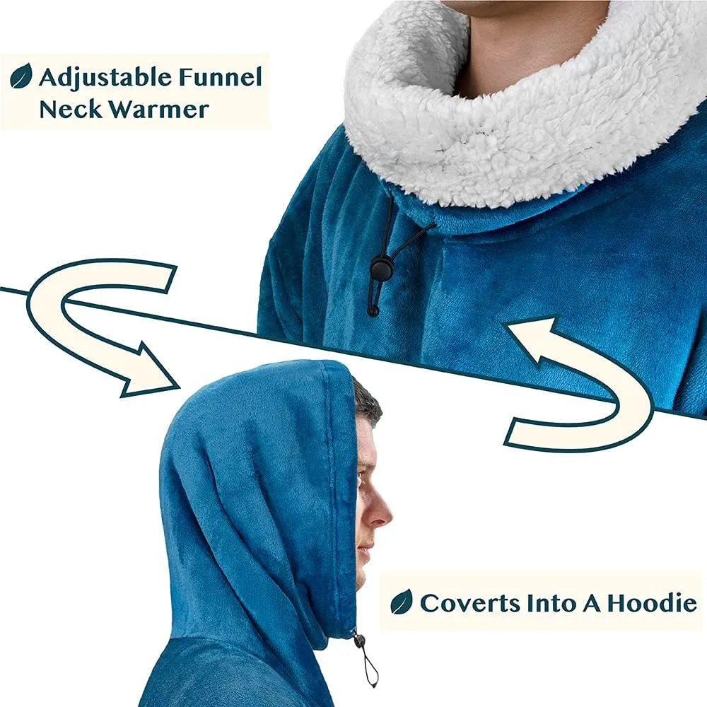Fleece Soft Hug Sleep Pod Adult PAVILIA Wearable Blanket Poncho monarchy riverbed epoch elevation enter laborer Women Men$ Oversized Hoodie Sweatshirt Sweater Neck Warmer$ 