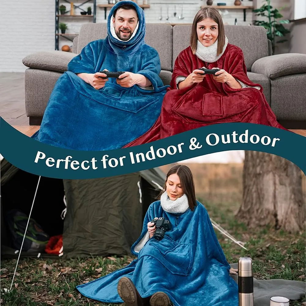 Fleece Soft Hug Sleep Pod Adult PAVILIA Wearable Blanket Poncho monarchy riverbed epoch elevation enter laborer Women Men$ Oversized Hoodie Sweatshirt Sweater Neck Warmer$ 