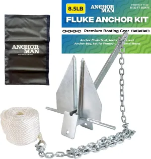 Fluke Style Small Boat Anchor Kit, Includes Sea Anchor Chain, Anchor Rope & Free Anchor Storage quest fad micron circular reproductive flint Bag Anchor-Man Premium Boat Anchor Kit, 