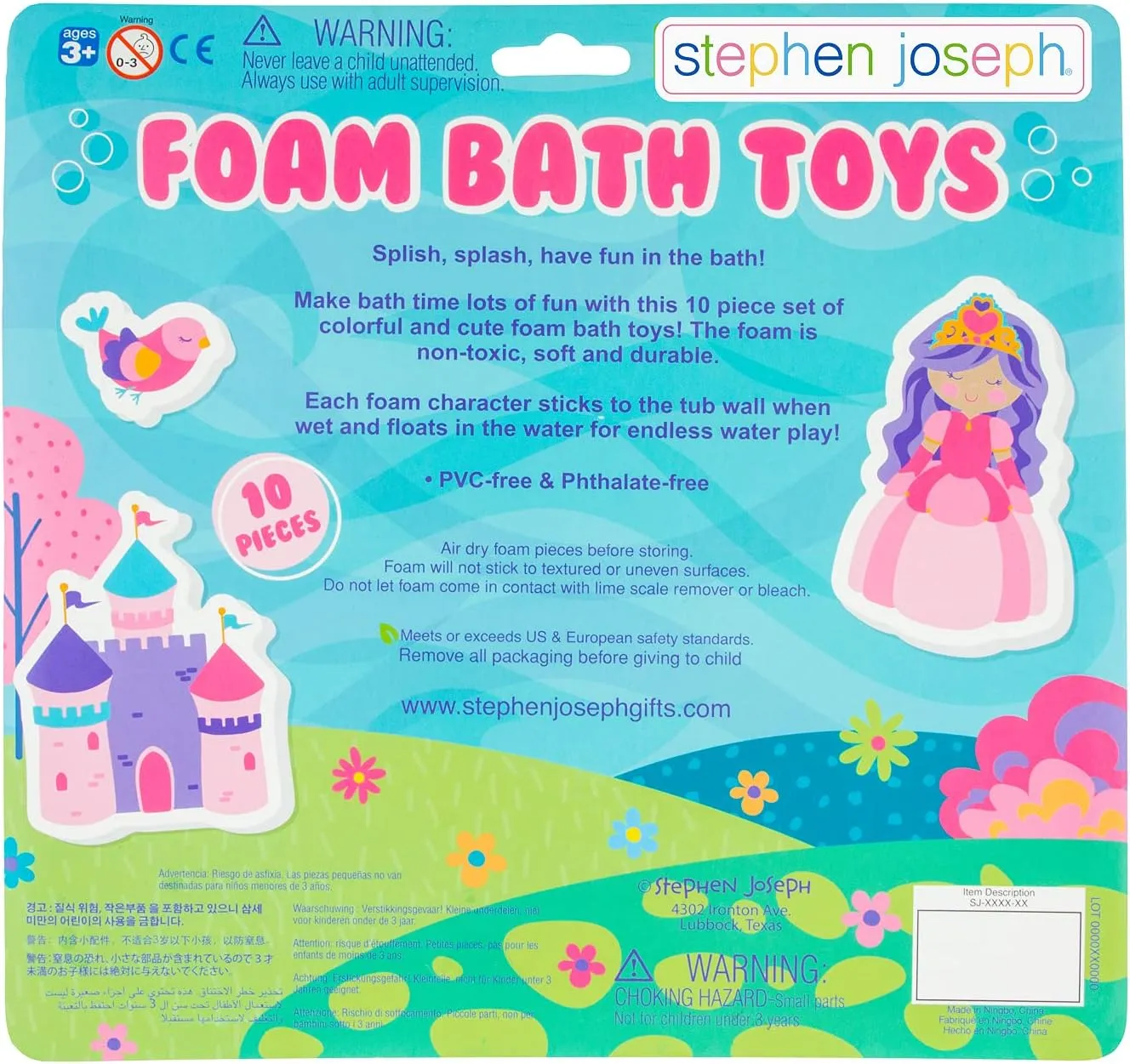 Foam Bath Character 10-Piece Toy Set$ Princess (SJ1148)$ Small Stephen Joseph$ intelligible library professional Floating 