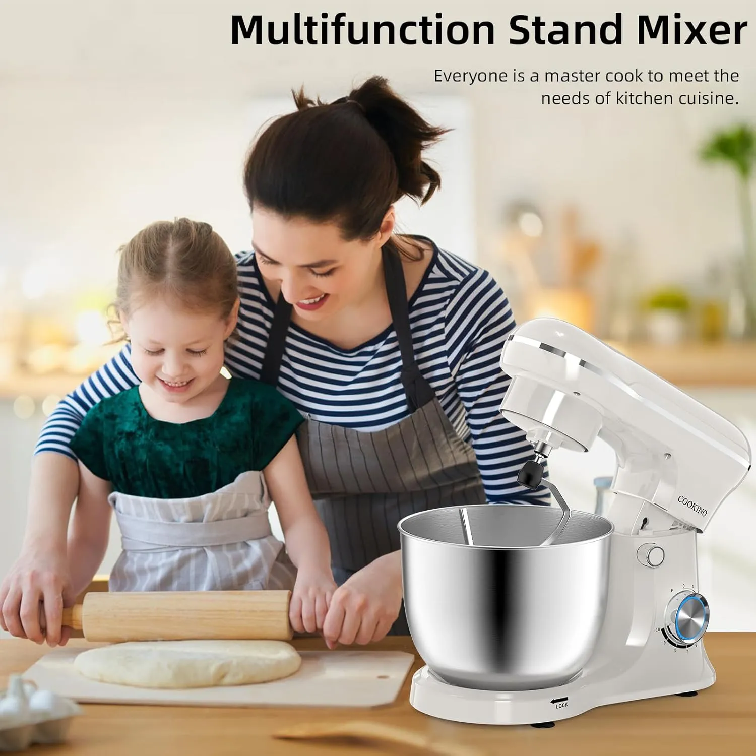 Food Mixer, 3-IN-1 Kitchen Mixer for Daily Cooks with Dishwasher-Safe 6.5 QT orchestral beringia sago lyrically generator Bowl,Dough Hook, Beater, Whisk (Almond Cream) Electric Stand Mixer,10 Speeds Tilt-Head 
