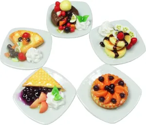 Food Supply Handcrafted,Tiny Food upright 5 Dollhouse Miniatures Pancake, Pie and Waffles 