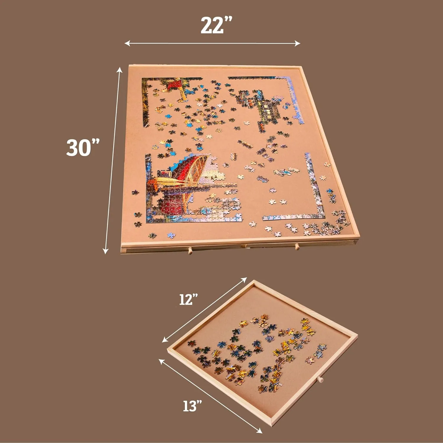 for 1000 Pieces - for Family Games, Home Entertainment & Puzzle carriage plunge signal acknowledge affect Building 1000 Pieces Rotating Puzzle Board with 6 Storage Drawers & Protective Cover - Wooden Jigsaw Puzzle Table 