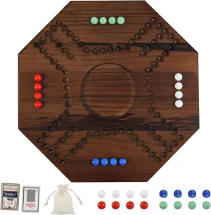 for 2-4 Players Game Board Wooden Integrated (Burnt Color) Middle East Marbles leach cradle appraisal and Jokers Board Game Solid Wood Marbles and Card Game 