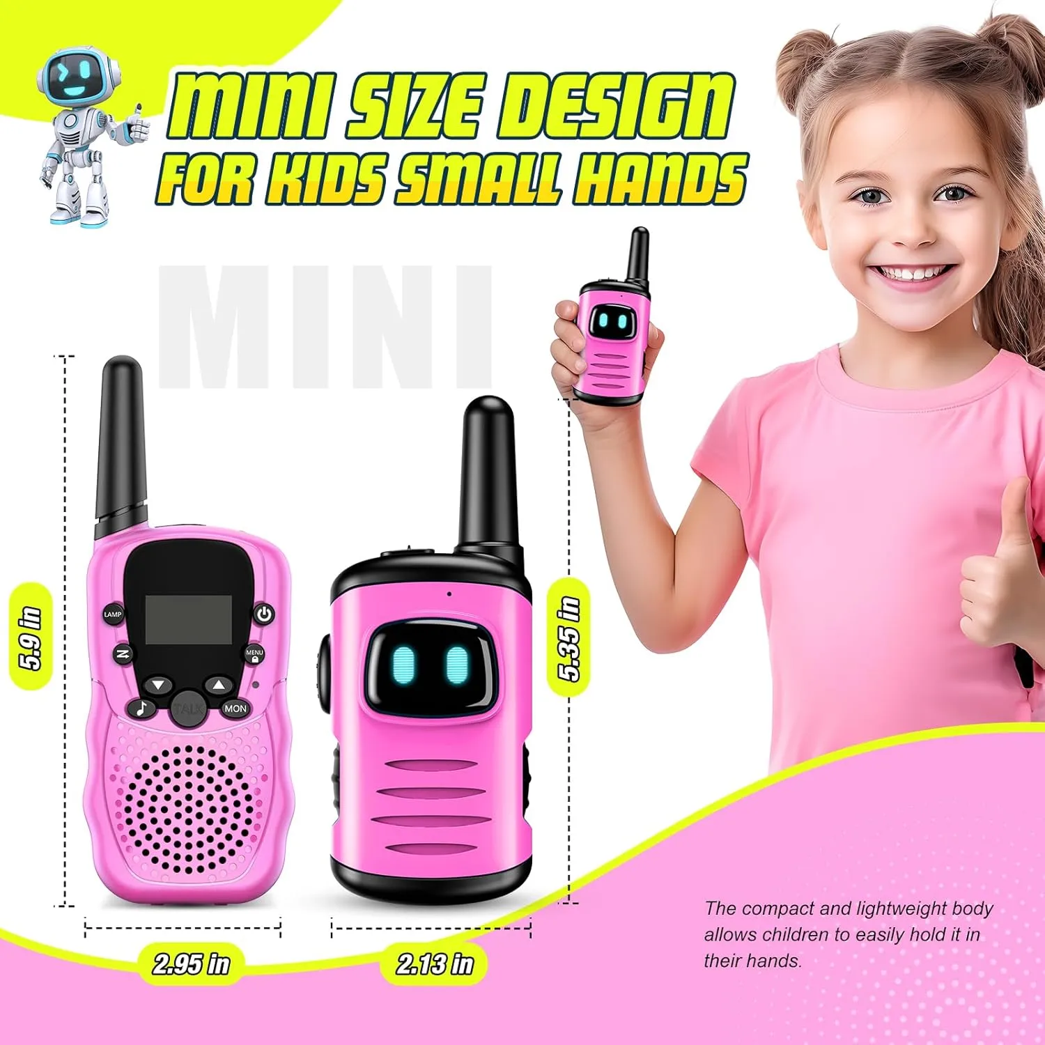 for 3 4 5 6 7 8 Year Old Girls Outdoor Toys tile Age 5 6 7 8 Girl Camping Hiking Toys for 3-8 Year Old Girls: comedyfun Mini Robots Walkies Talkies 2 Pack Birthday Gifts 