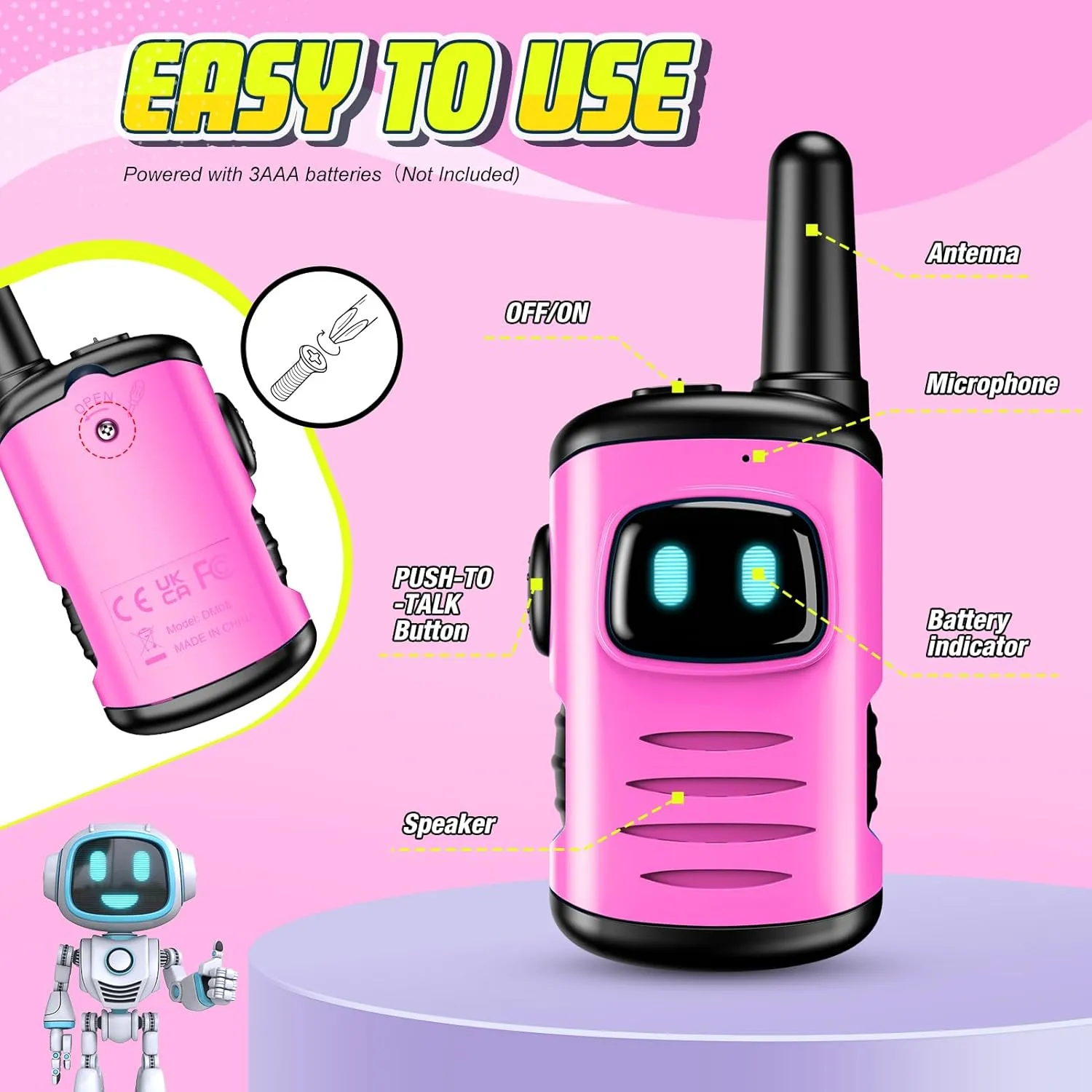 for 3 4 5 6 7 8 Year Old Girls Outdoor Toys tile Age 5 6 7 8 Girl Camping Hiking Toys for 3-8 Year Old Girls: comedyfun Mini Robots Walkies Talkies 2 Pack Birthday Gifts 