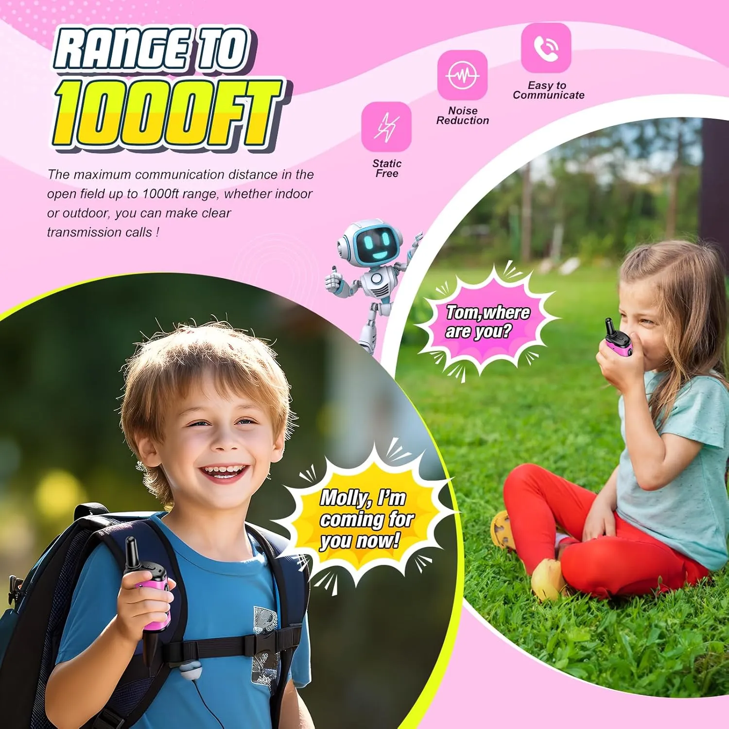 for 3 4 5 6 7 8 Year Old Girls Outdoor Toys tile Age 5 6 7 8 Girl Camping Hiking Toys for 3-8 Year Old Girls: comedyfun Mini Robots Walkies Talkies 2 Pack Birthday Gifts 