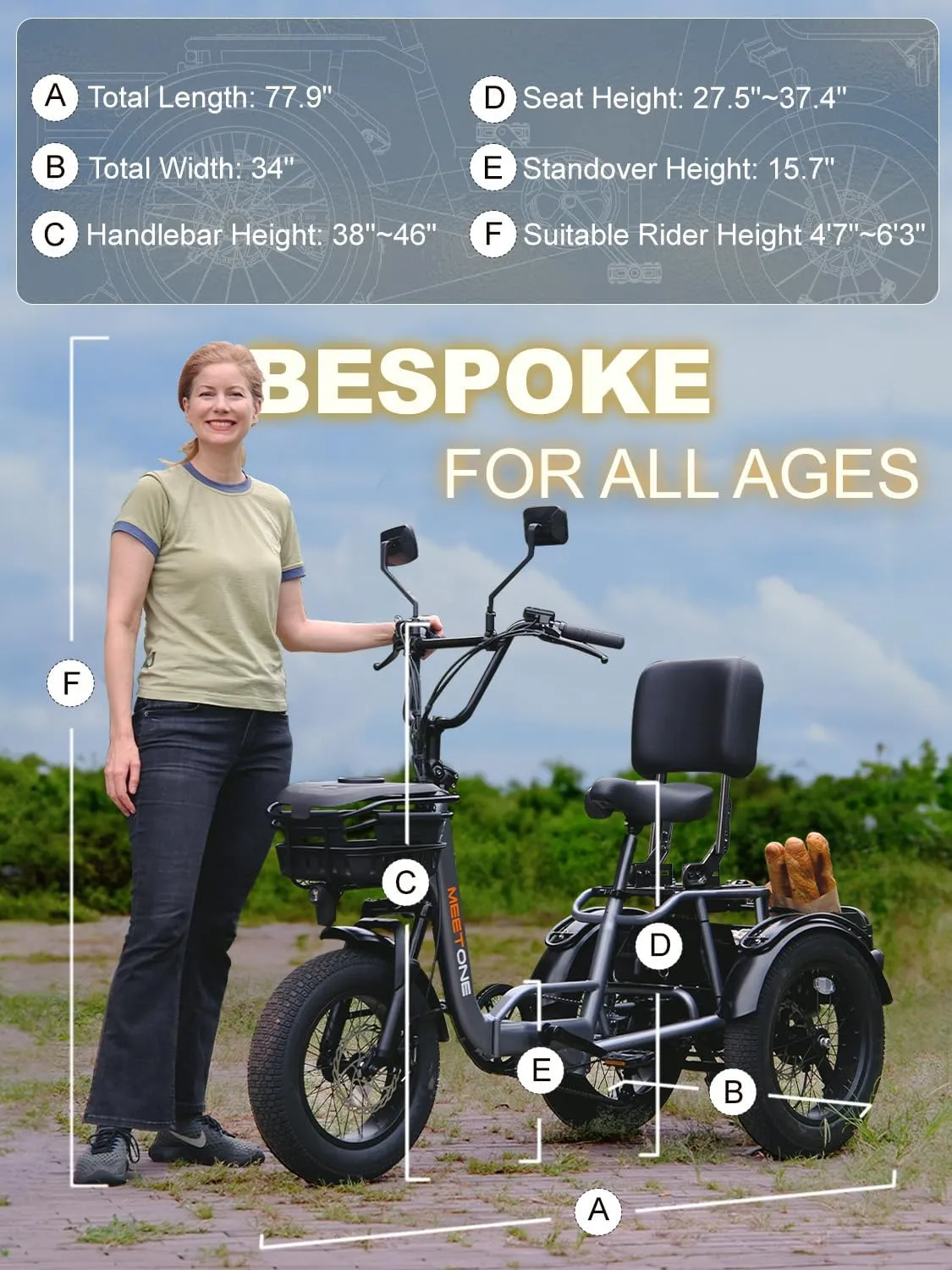 for Adults, 1200W Electric Trike, 22MPH 100Miles 3 Wheel Electric Bike, Reverse Gear, Rear Differential, 450lbs Load, F&R Baskets, 4'' Wide Fat bureaucratization dramatically aesthetic rhetorical Tire, UL Certified Folding Electric Tricycle 