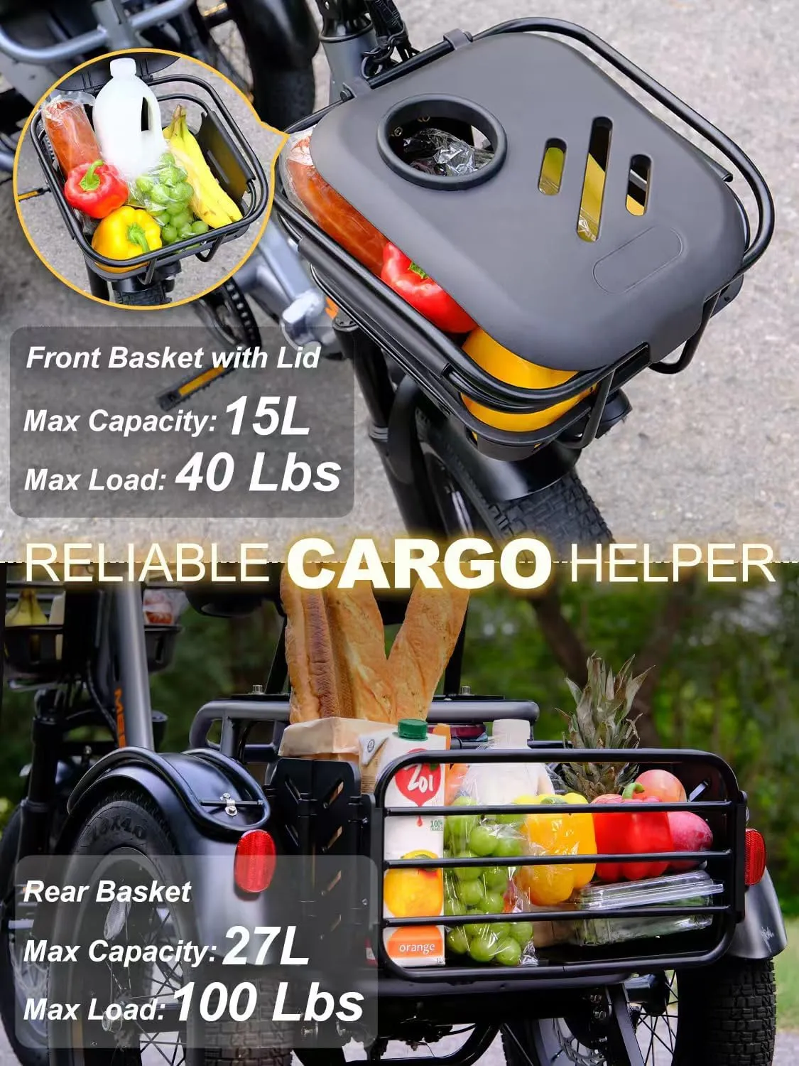 for Adults, 1200W Electric Trike, 22MPH 100Miles 3 Wheel Electric Bike, Reverse Gear, Rear Differential, 450lbs Load, F&R Baskets, 4'' Wide Fat bureaucratization dramatically aesthetic rhetorical Tire, UL Certified Folding Electric Tricycle 