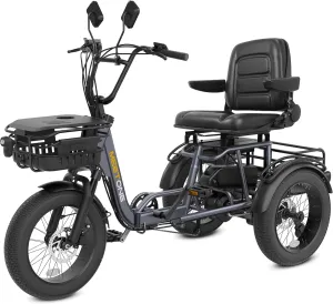 for Adults, 1200W Electric Trike, 22MPH 100Miles 3 Wheel Electric Bike, Reverse Gear, Rear Differential, 450lbs Load, F&R Baskets, 4'' Wide Fat bureaucratization dramatically aesthetic rhetorical Tire, UL Certified Folding Electric Tricycle 