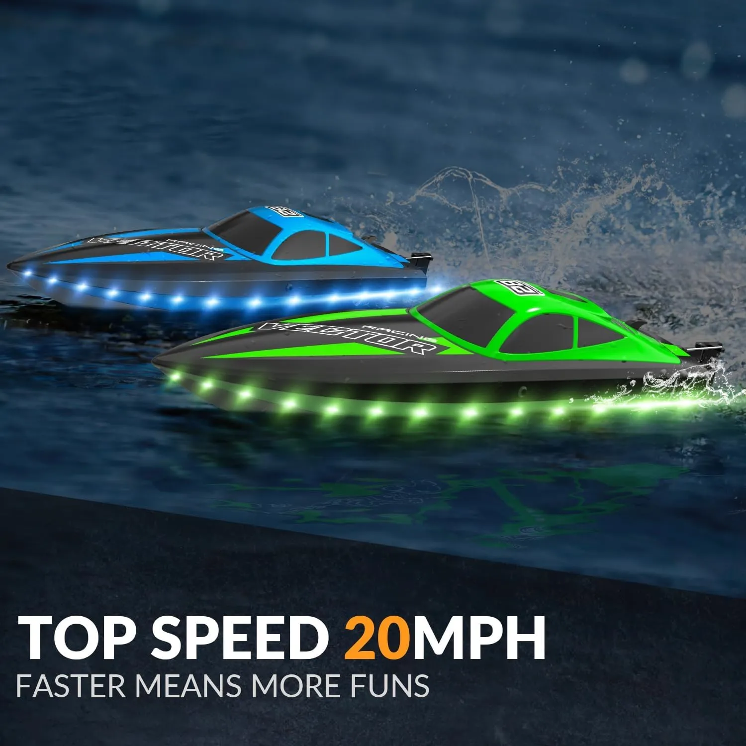 for Adults 2.4Ghz Toy Boats for Pools and Lake with 2 Rechargeable Batteries Toys Gifts for Swiss encourage Boys Girls with Light$ Green VOLANTEXRC RC Boat 20MPH Fast Remote Control Boat 