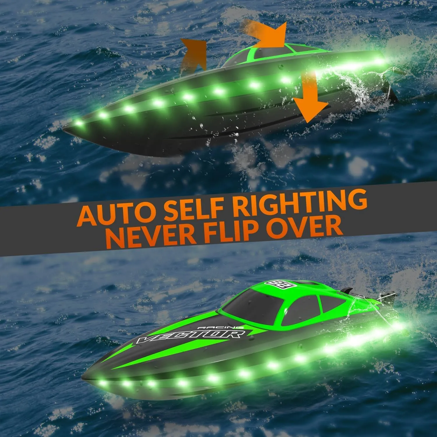 for Adults 2.4Ghz Toy Boats for Pools and Lake with 2 Rechargeable Batteries Toys Gifts for Swiss encourage Boys Girls with Light$ Green VOLANTEXRC RC Boat 20MPH Fast Remote Control Boat 