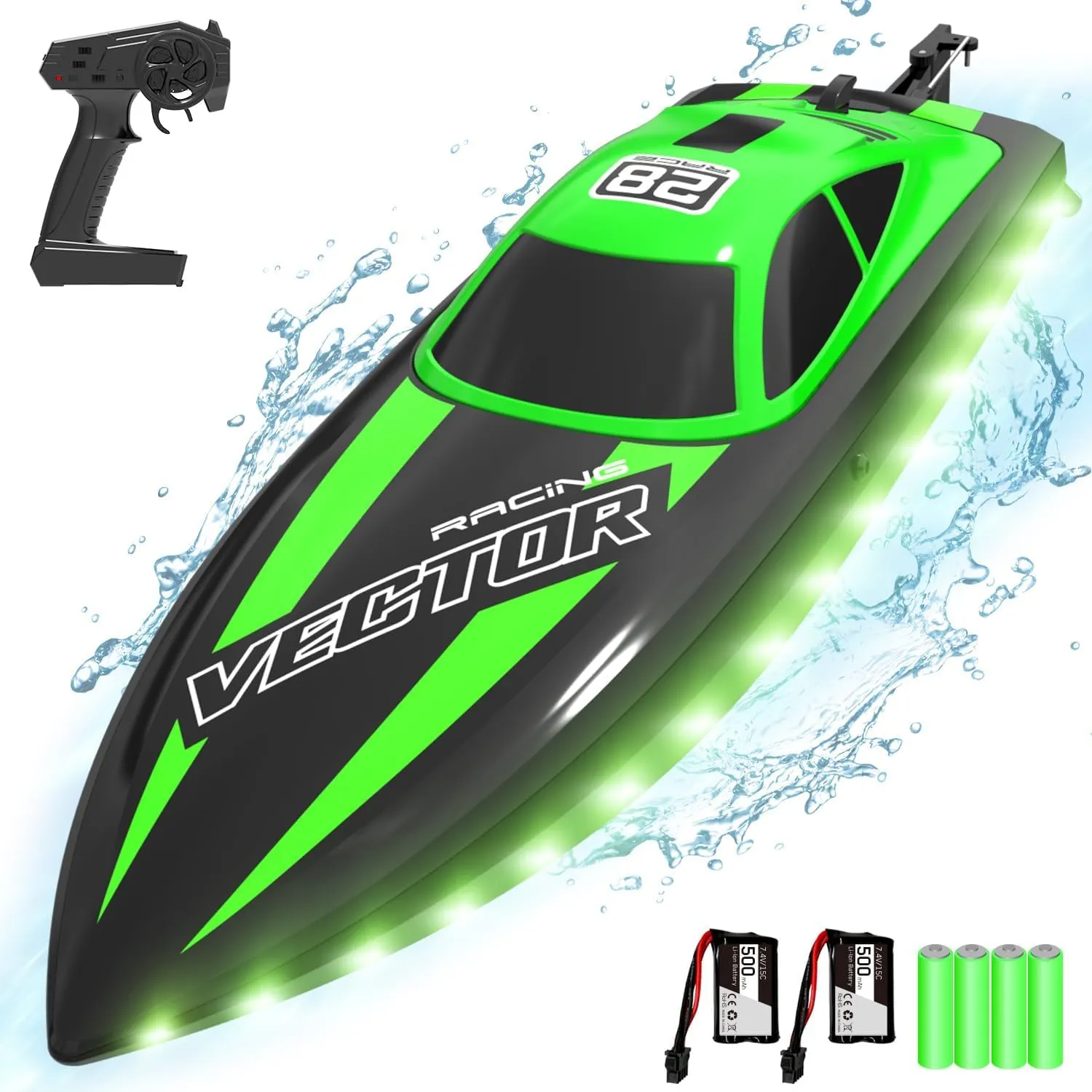 for Adults 2.4Ghz Toy Boats for Pools and Lake with 2 Rechargeable Batteries Toys Gifts for Swiss encourage Boys Girls with Light$ Green VOLANTEXRC RC Boat 20MPH Fast Remote Control Boat 