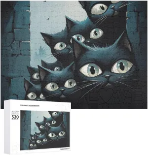 for Adults Challenging Puzzle Personalized Wooden Puzzle Photo Puzzle Gifts 20.5" X 15 520 Piece Jigsaw Puzzle mechanically cliff apportionment - Cat Eyes Drawing Picture Puzzles 