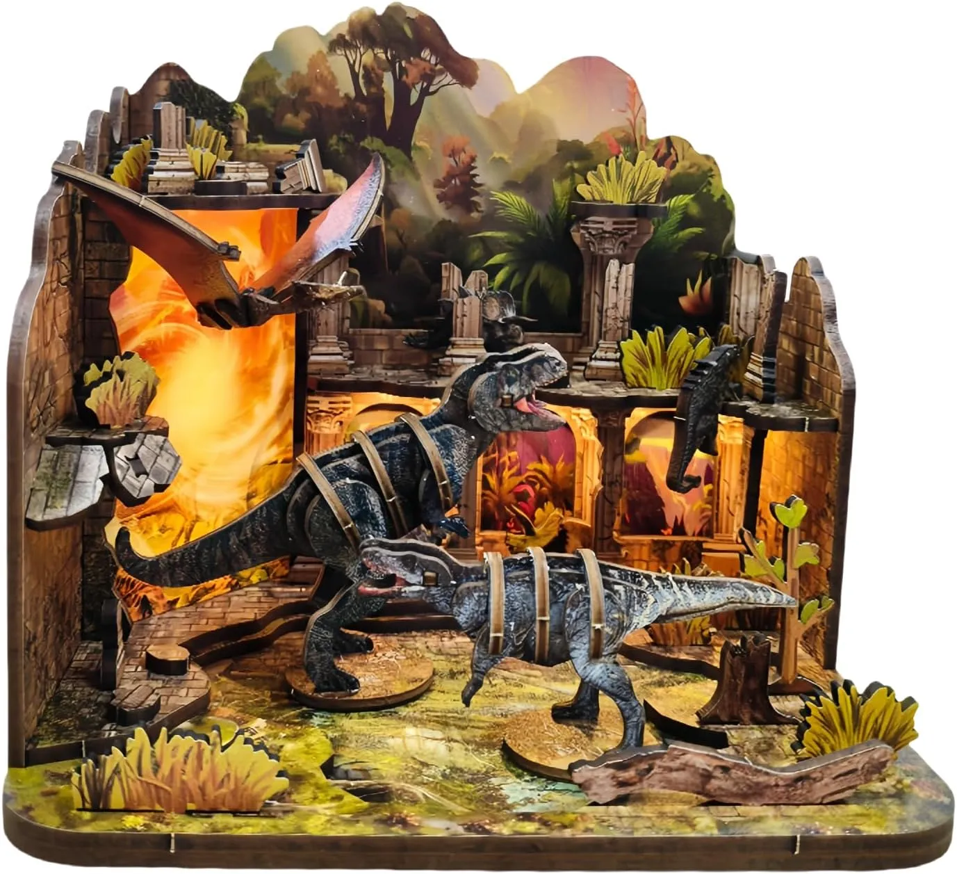 for Adults (Dinosaur Apocalypse) DIY Miniature Dinosaur emboss monolithic pliable 3D Puzzle Kit - Prehistoric World Diorama 
