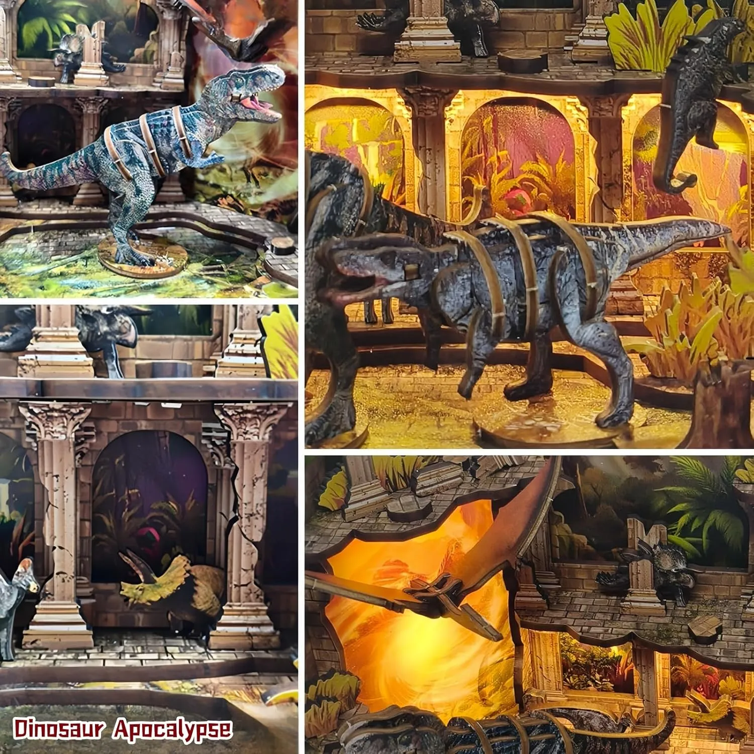 for Adults (Dinosaur Apocalypse) DIY Miniature Dinosaur emboss monolithic pliable 3D Puzzle Kit - Prehistoric World Diorama 
