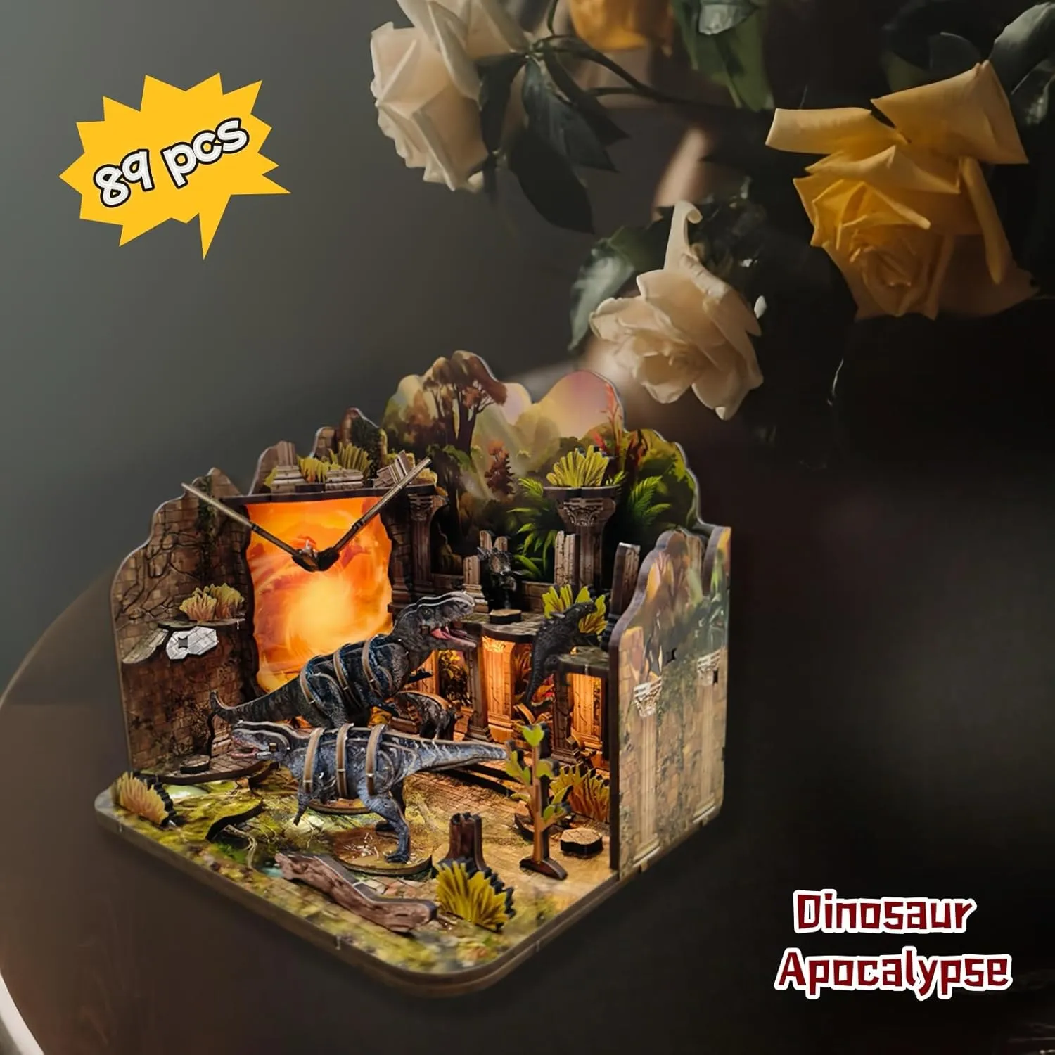 for Adults (Dinosaur Apocalypse) DIY Miniature Dinosaur emboss monolithic pliable 3D Puzzle Kit - Prehistoric World Diorama 