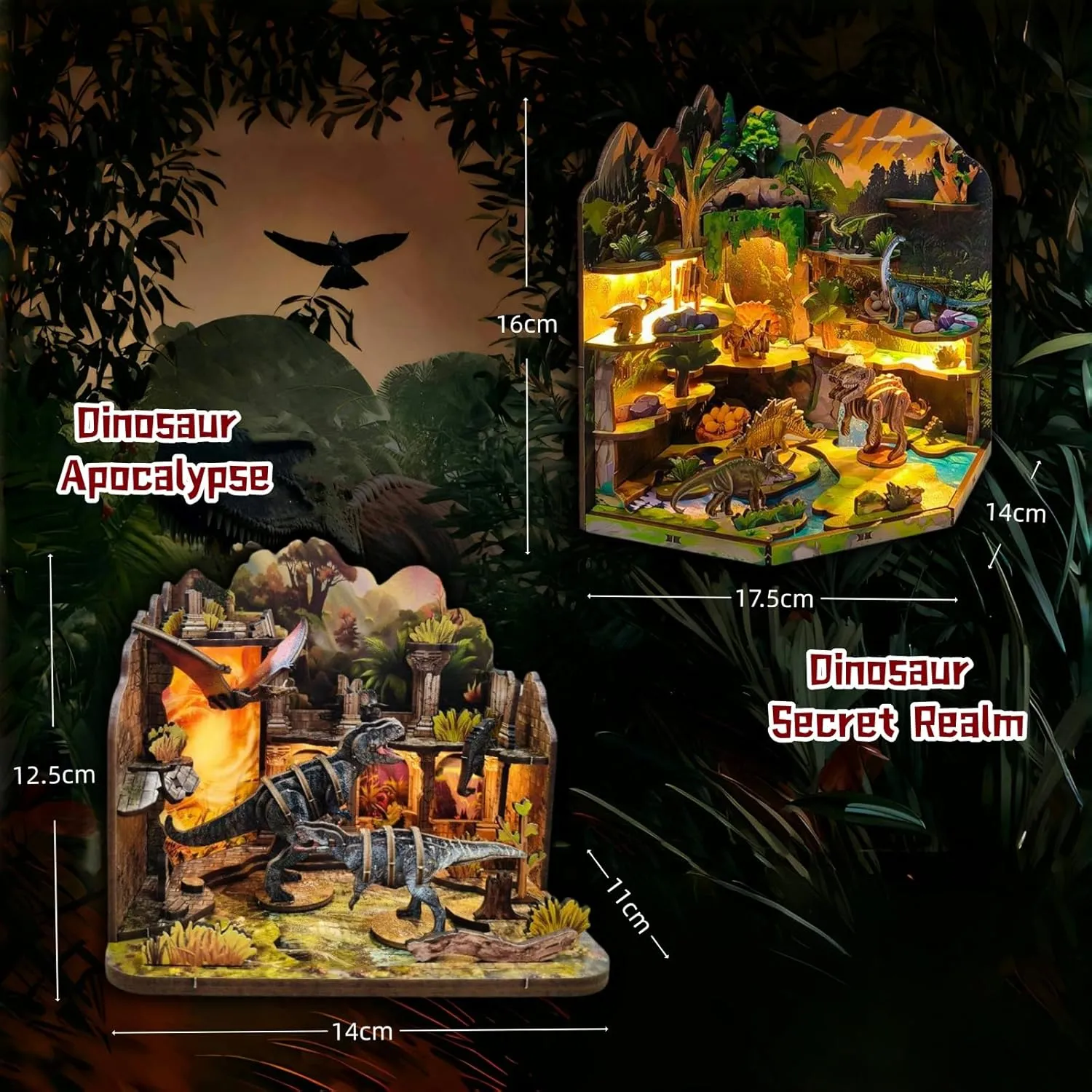 for Adults (Dinosaur Apocalypse) DIY Miniature Dinosaur emboss monolithic pliable 3D Puzzle Kit - Prehistoric World Diorama 