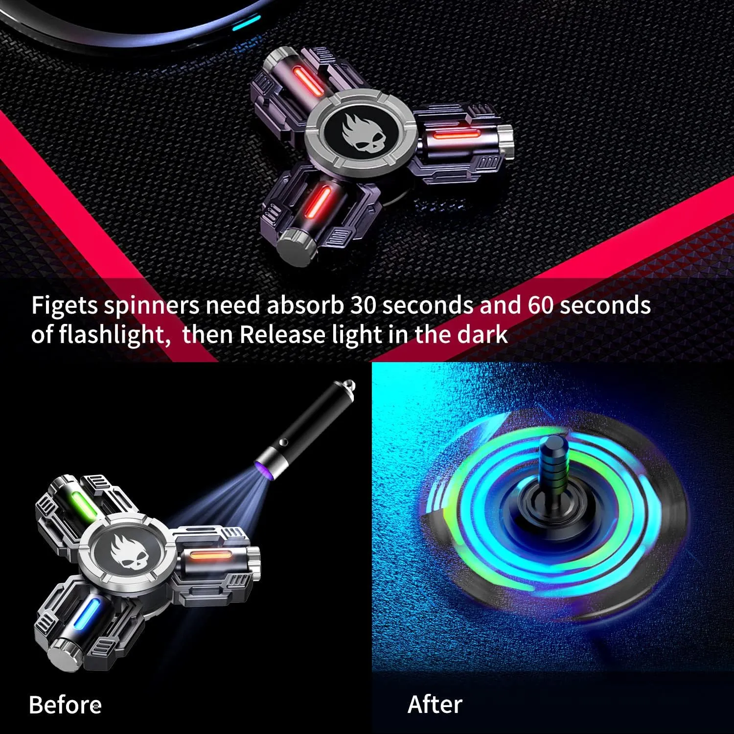 for Adults Kids, Finger Hand Spinner, Metal Fidget Spinner, Fidget Toys, Fidgets for Kids, Stress Anxiety ADHD Relief Figets Toy, Luminous Night Effects INNOPLUS Fidget Spinners, Fidget Spinner reputation Gifts 