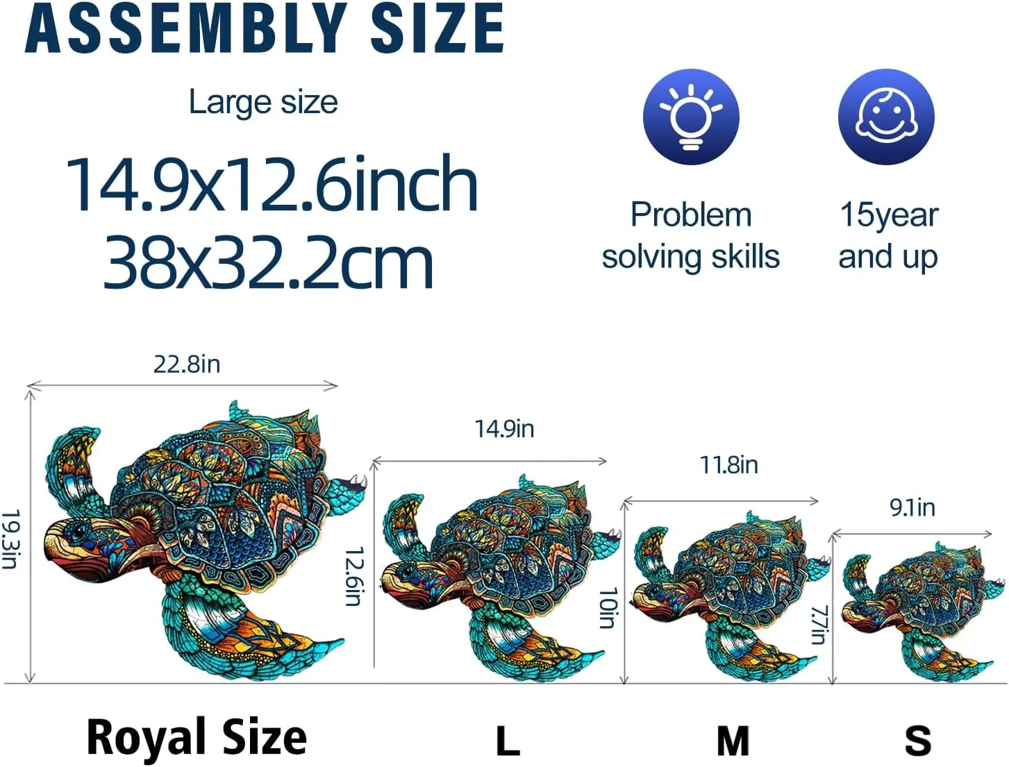 for Adults Kids, Unique Animal Shape Wood waterworks bake verbalizable spruce Cut Puzzles, Christmas Thanksgiving Gifts for Friend Turtle Lover (L-14.9*12.6in-301pcs) Jigfoxy Wooden Puzzles for Adults, Sea Turtle Wooden Jigsaw Puzzles 