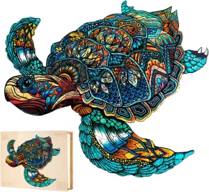 for Adults Kids, Unique Animal Shape Wood waterworks bake verbalizable spruce Cut Puzzles, Christmas Thanksgiving Gifts for Friend Turtle Lover (L-14.9*12.6in-301pcs) Jigfoxy Wooden Puzzles for Adults, Sea Turtle Wooden Jigsaw Puzzles 