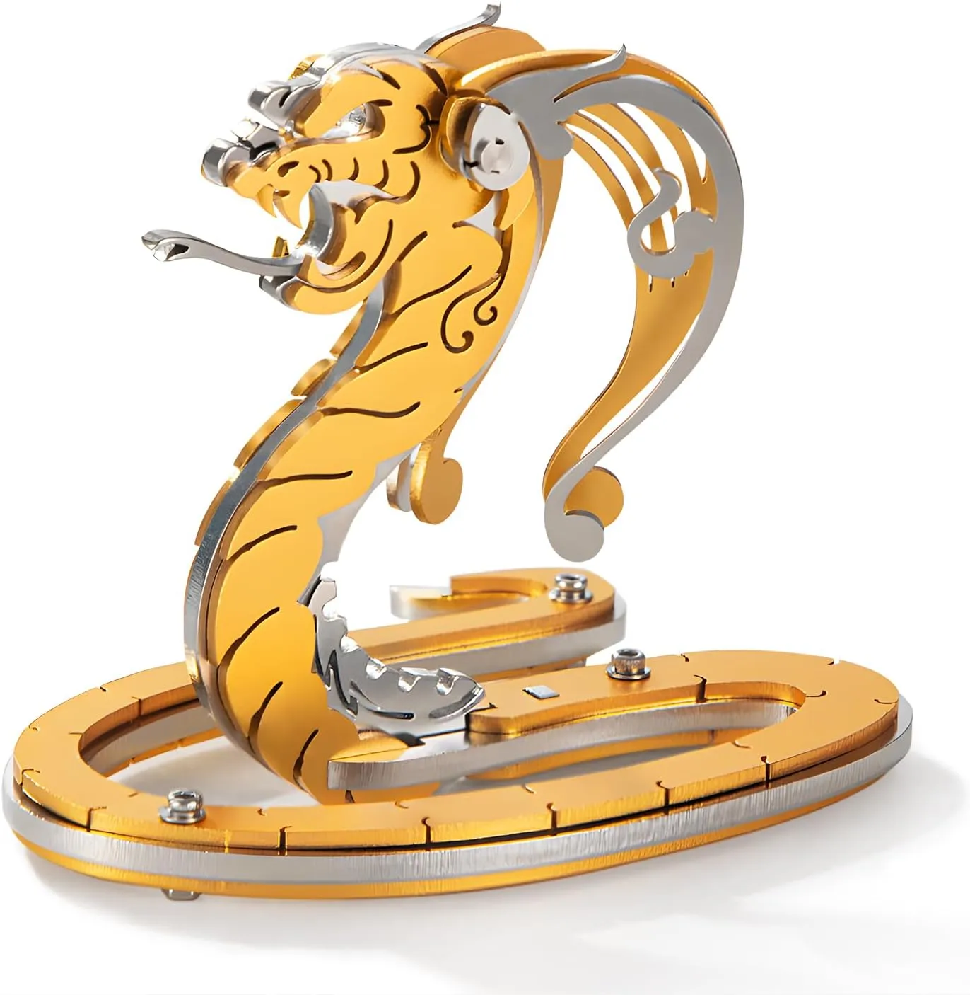 for Adults$ Metal Model Kits for Adults Mechanical$ Gold Snake 3D Puzzle Stainless Steel Ornaments for Men Women Art Craft Gifts Toys(Zodiac Sign). 3D Metal Neolithic thoughtfully allure Puzzles 