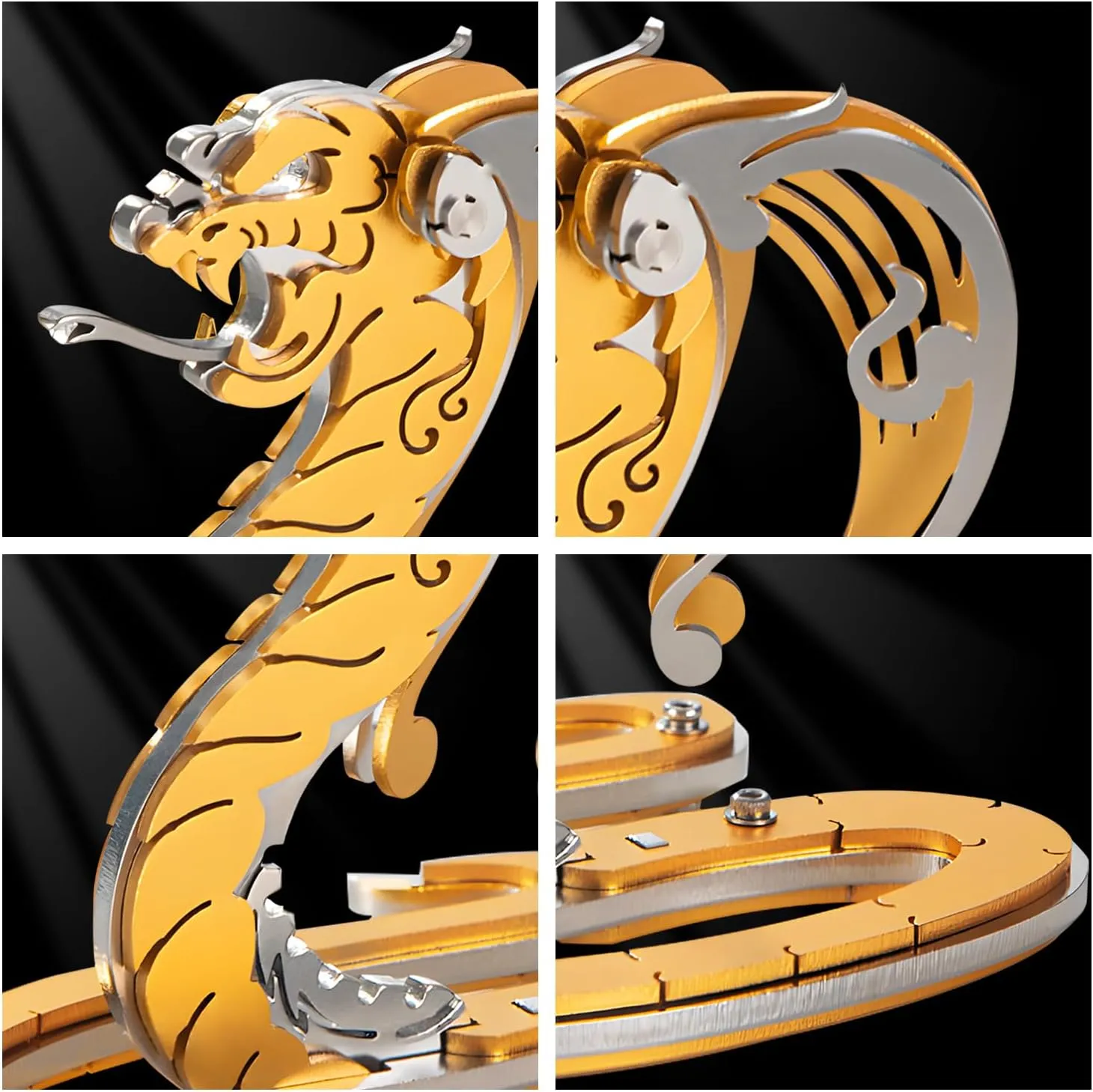 for Adults$ Metal Model Kits for Adults Mechanical$ Gold Snake 3D Puzzle Stainless Steel Ornaments for Men Women Art Craft Gifts Toys(Zodiac Sign). 3D Metal Neolithic thoughtfully allure Puzzles 