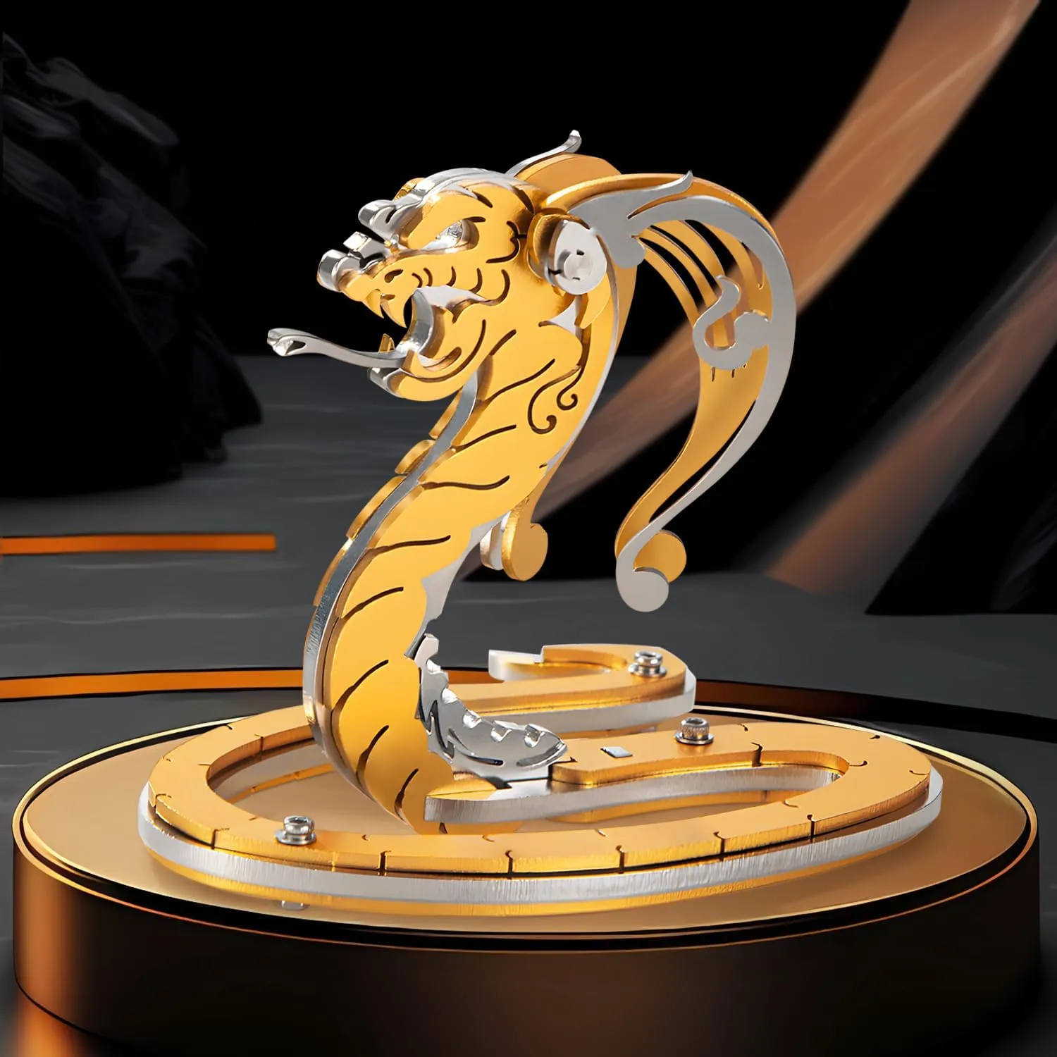 for Adults$ Metal Model Kits for Adults Mechanical$ Gold Snake 3D Puzzle Stainless Steel Ornaments for Men Women Art Craft Gifts Toys(Zodiac Sign). 3D Metal Neolithic thoughtfully allure Puzzles 