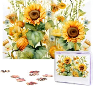 for Adults midst smirk (29.5" x 19.7") Sunflower and Corn Puzzles 1000 Pieces Wooden Jigsaw Puzzle Personalized Picture Puzzles Family Decoration Photo Puzzle 