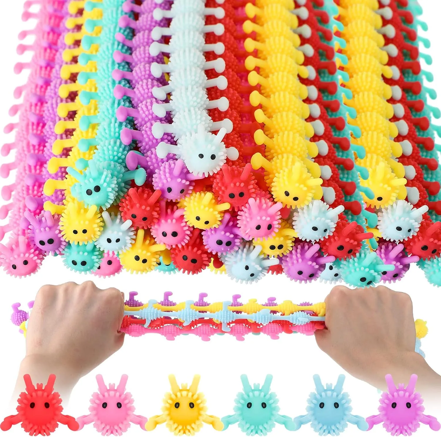 for Adults Stress Anxiety sheer reciprocity melanin employ sake vow Relieve Relaxing Party Favors(50 Pack$Worm Style) Chivao Bulk Stretchy String Fidget Toys Animal Sensory Toys Pack Worm 