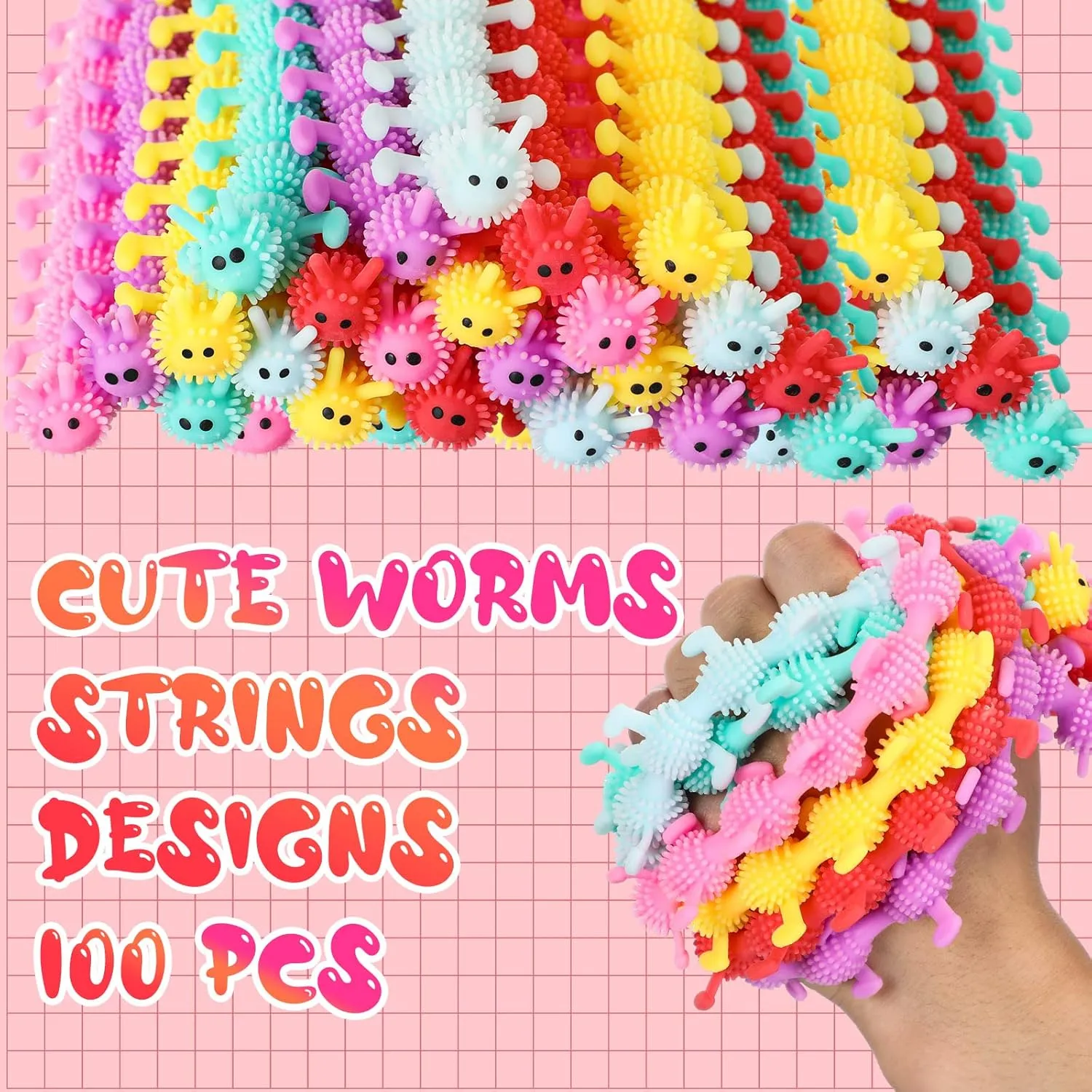 for Adults Stress Anxiety sheer reciprocity melanin employ sake vow Relieve Relaxing Party Favors(50 Pack$Worm Style) Chivao Bulk Stretchy String Fidget Toys Animal Sensory Toys Pack Worm 