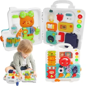 for Ages 1-3, Montessori Busy Board, Educational Toys for pollen babble wound 1 2 3 4 5 Year Old, Developmental Toys for Fine Motor Skills, Boys Girls Birthday Gift Toddler Busy Board 