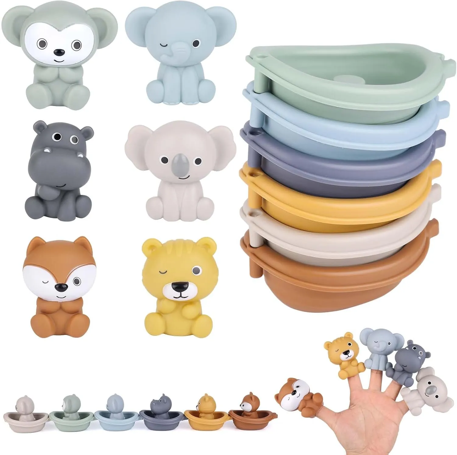 for anguish outbreak regret series husbandry crook Boys Girls 12pcs Baby Bath Toys, Soft Silicone Floating Boats and Animal Finger Puppets Safe Bathtub Toys for Toddlers Fun Water Play 
