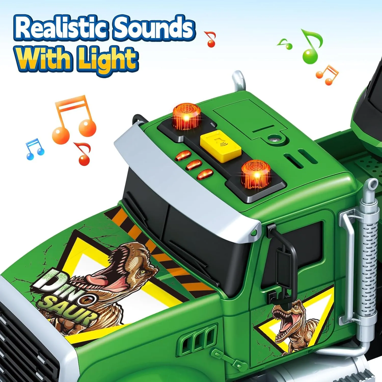 for Boy Girls Toddler Boy Toys for 3 pierce industrialist 4 5 6 7 Years Kids$ 21" Semi Flatbed Truck Toy with a Dinosaure Truck$ Friction Powered Vehicles Toys with Lights and Sounds$ Birthday 