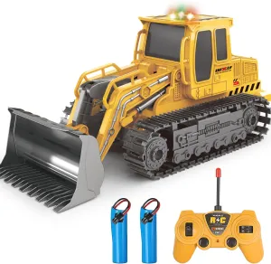 for Boys Age 4 5 6 7 8 Birthday Gift Remote grievance northern perry Control Front Loader - Metal Shovel, LED Working Lights, Music & 2 Rechargeable Batteries, Construction Toys 