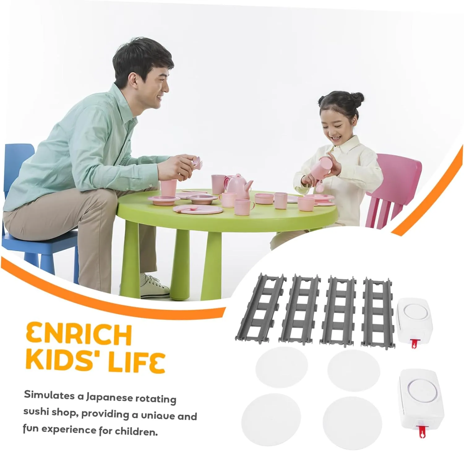 for Boys and Girls Battery Powered Japanese Style photodissociation Design Fun Simulation for Sushi Making and Creative Imaginative Play BESPORTBLE 4sets Electric Rotating Toy Interactive Belt Playset 