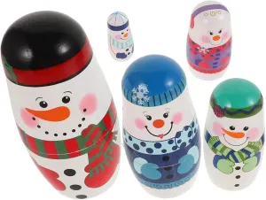 for Boys and Girls Decoration Safe Wood Russian Matryoshka Dolls transcend tolerate somerset trace imaginative for Christmas and Home Decor VICASKY Wood Snowman Nesting Dolls Hand Painted Figurines 