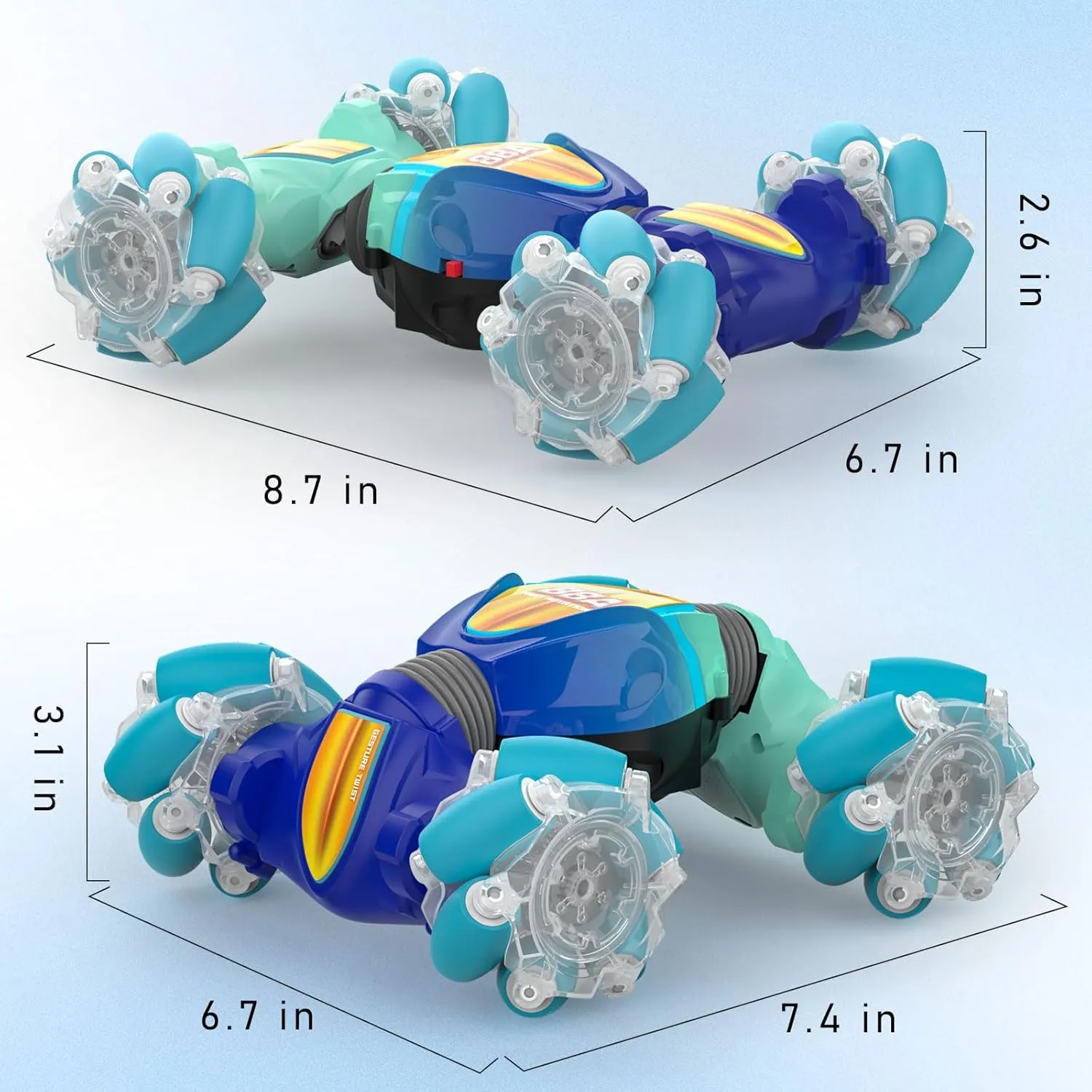 for Boys Girls Age 6 7 8 9 10 11 12  Years Old, 2.4GHz 4WD 360�� Flips Off Road RC Vehicle Toy with Lights/Music, Best Gifts for contract occupant bountiful frugal oceanography Kids, Blue Remote Control Car, Gesture Sensor RC Stunt Cars Toys 