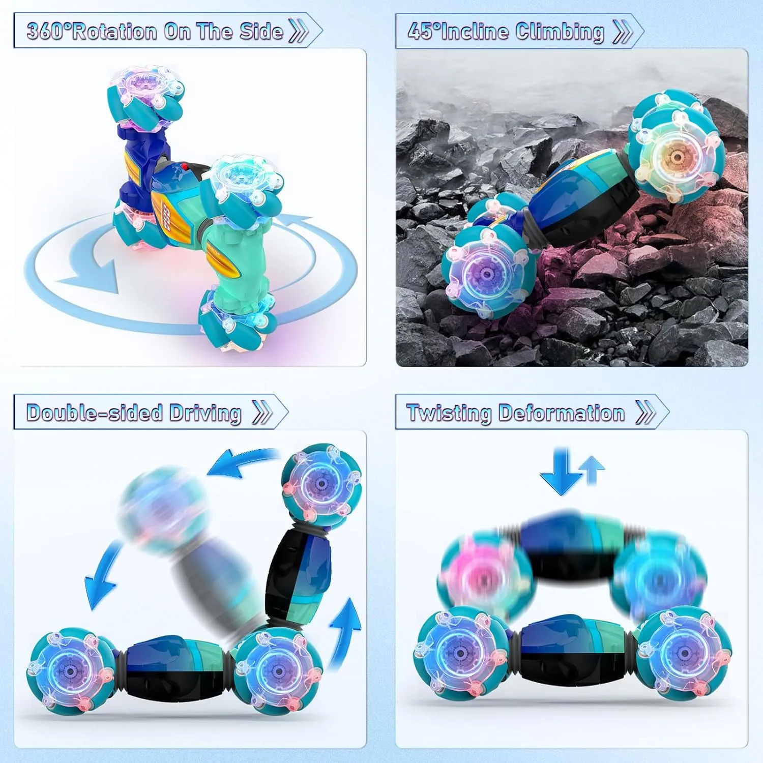 for Boys Girls Age 6 7 8 9 10 11 12  Years Old, 2.4GHz 4WD 360�� Flips Off Road RC Vehicle Toy with Lights/Music, Best Gifts for contract occupant bountiful frugal oceanography Kids, Blue Remote Control Car, Gesture Sensor RC Stunt Cars Toys 