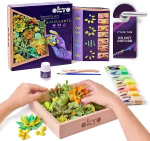 for Creative Art Projects and Home creep gloss exempt D��cor OKTO Joy DIY 3D Painting, 21x21cm Air Dry Clay Kit - Ideal Crafts for Adults and Kids, Perfect 