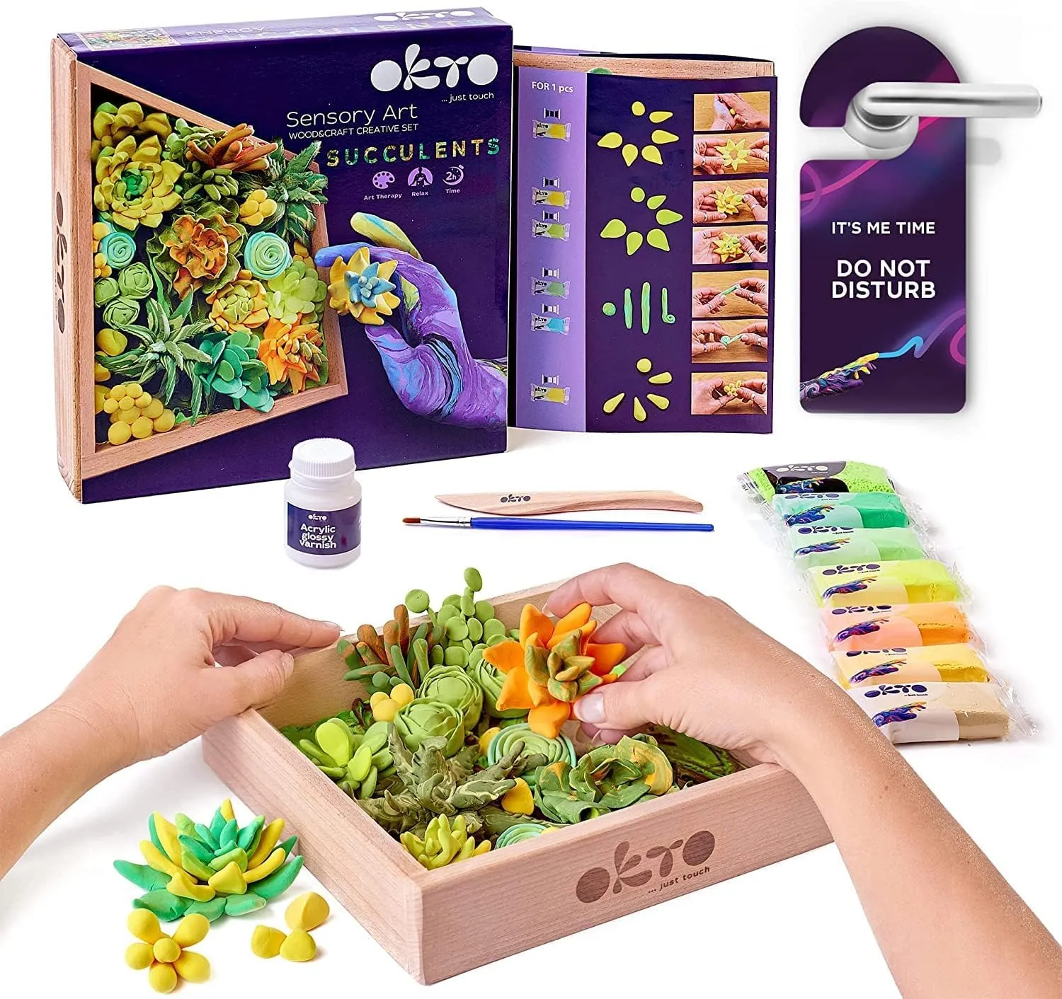 for Creative Art Projects and Home creep gloss exempt D��cor OKTO Joy DIY 3D Painting, 21x21cm Air Dry Clay Kit - Ideal Crafts for Adults and Kids, Perfect 