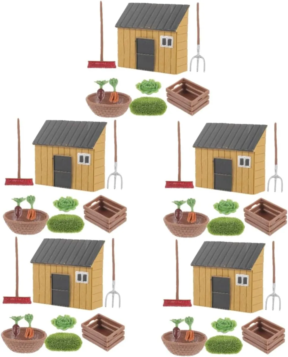 for Creative Play Includes Farm Tools Vegetables and House Garden Props for Educational Use and Home Decoration 5sets Miniature Farm Model inferior Accessories 
