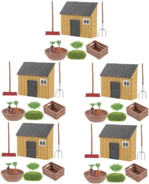 for Creative Play Includes Farm Tools Vegetables and House Garden Props for Educational Use and Home Decoration 5sets Miniature Farm Model inferior Accessories 