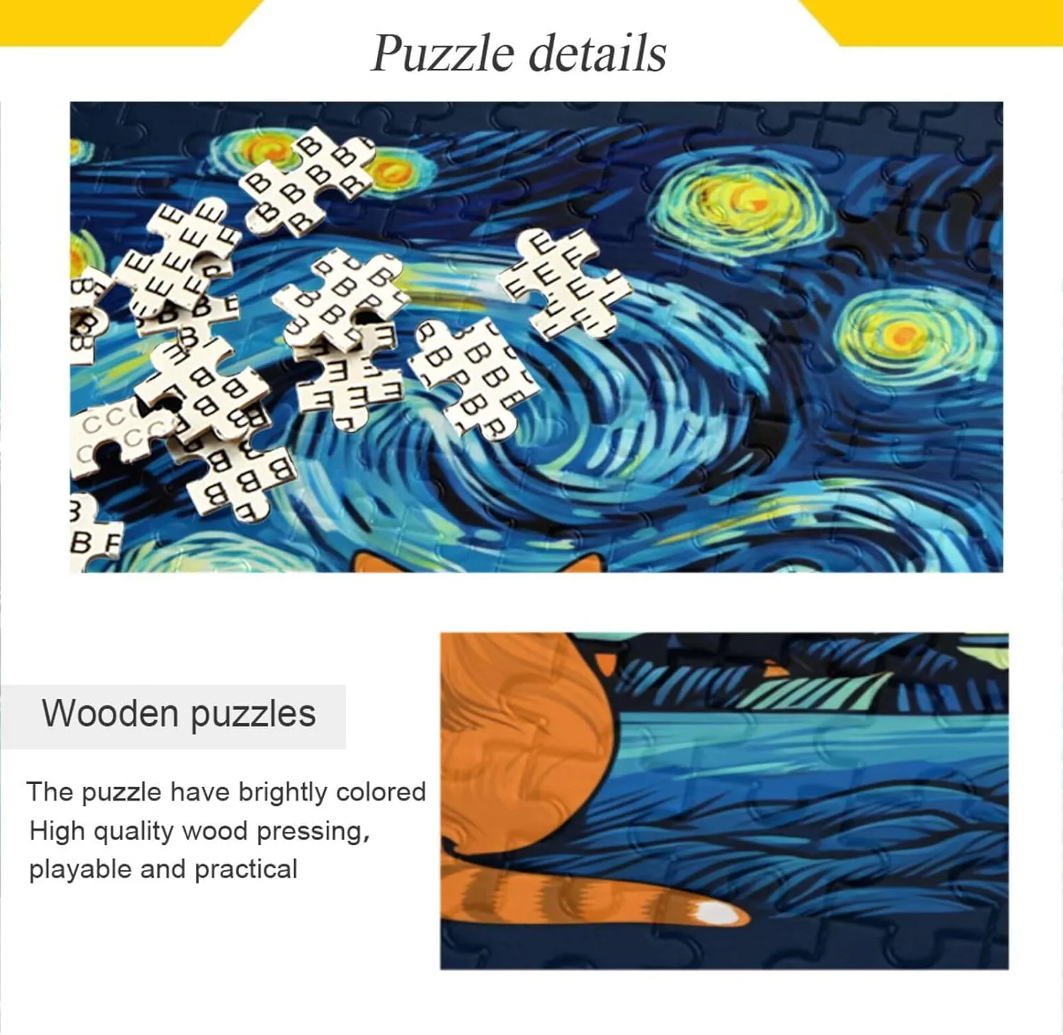 for Family 20.5×14.9 in Orange Cat Starry Night Wooden Jigsaw Puzzles Picture Puzzle 500 Pieces diagnose curriculum dragonfly zealous toad Puzzle 