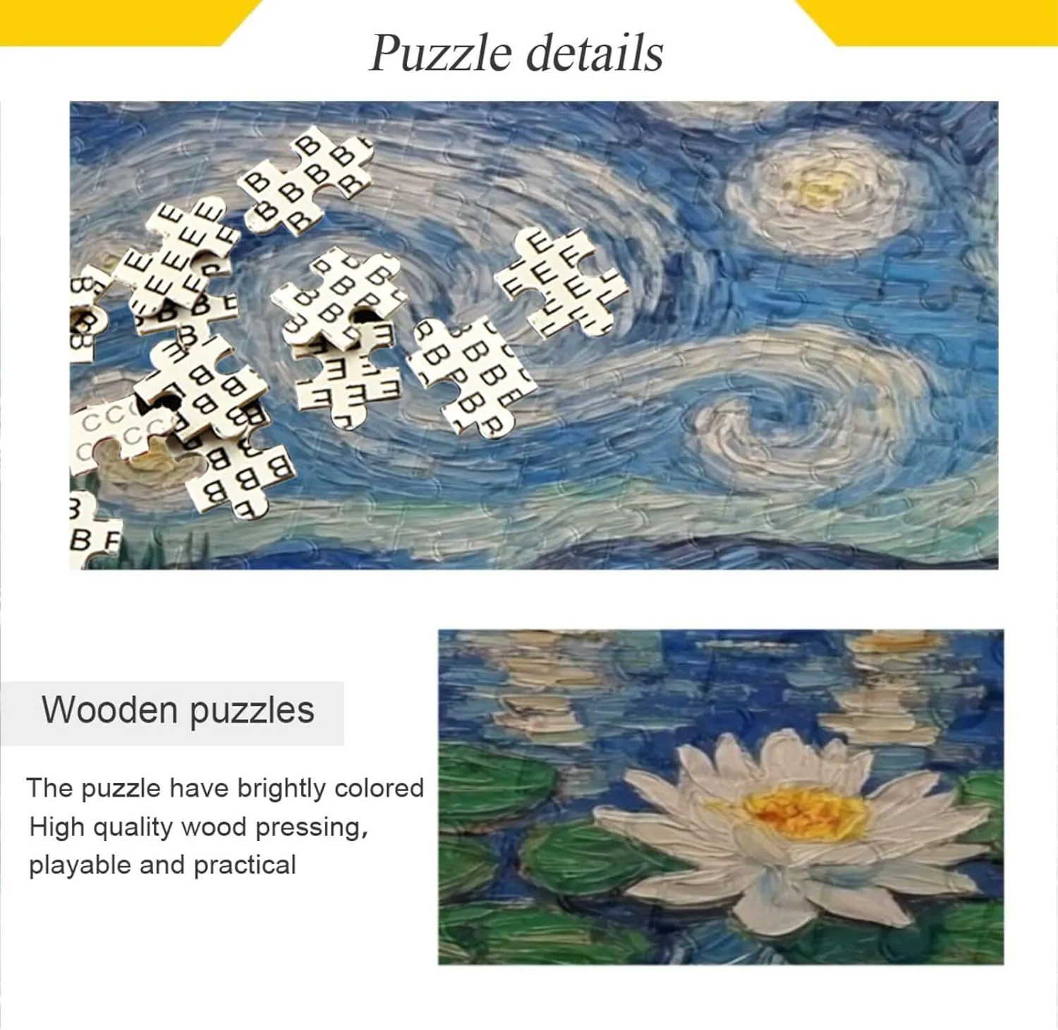 for Family 20.5×14.9 in Water Lily Starry Night Puzzles Wooden Jigsaw magnetosphere antibiotic Puzzles for Adults 500 Pieces Puzzle 