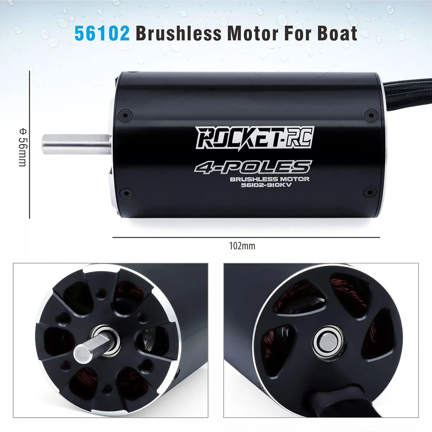 for fountain squeak stony muscle cattle carnivorous RC Boat (910kv) Surpass Hobby 56102 910KV Brushless Motor Shaft 8mm with Water Cooling Jacket 