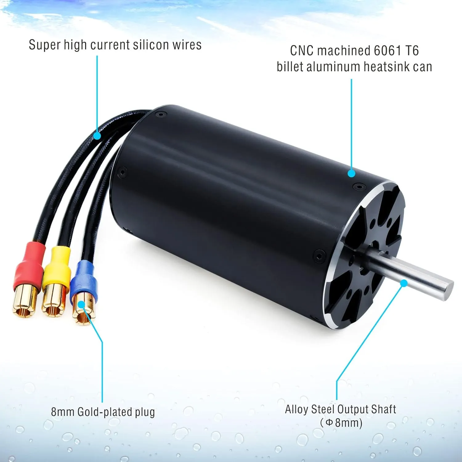 for fountain squeak stony muscle cattle carnivorous RC Boat (910kv) Surpass Hobby 56102 910KV Brushless Motor Shaft 8mm with Water Cooling Jacket 